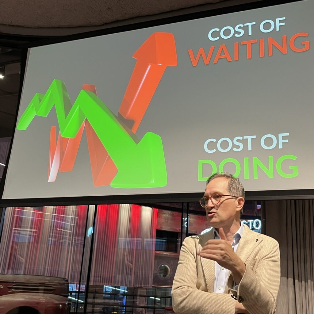 The cost of doing goes down. The cost of not doing goes up.